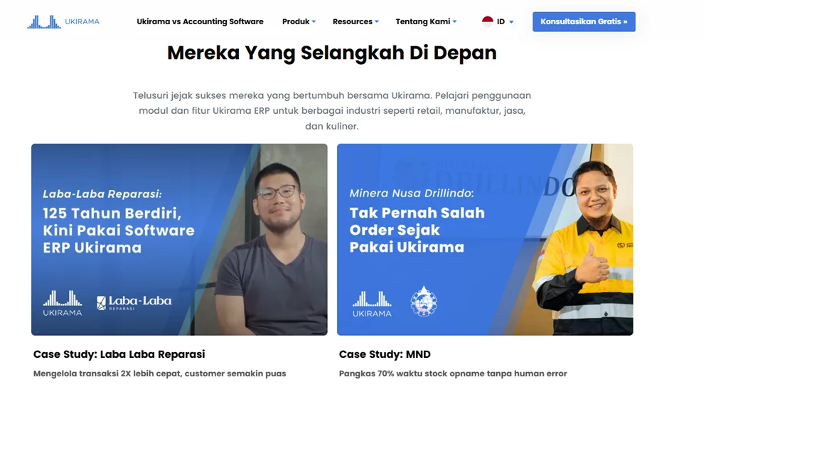Ukirama ERP homepage